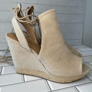 Call It Spring Beige Lace Up Wedges Size 8 Shoes
